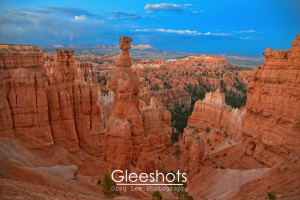 Orange hoodoos and Thors Hammer rise dramatically at sunset in Bryce Canyon National Park.  Utah Fine Art Landscape Photography for Sale.