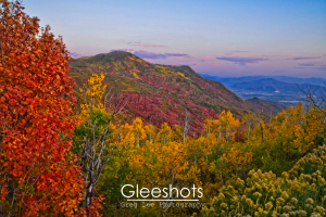 A sunset view of the colorful Wasatch Mountains above the Heber Valley in autumn.  Utah Landscape Photography Print.